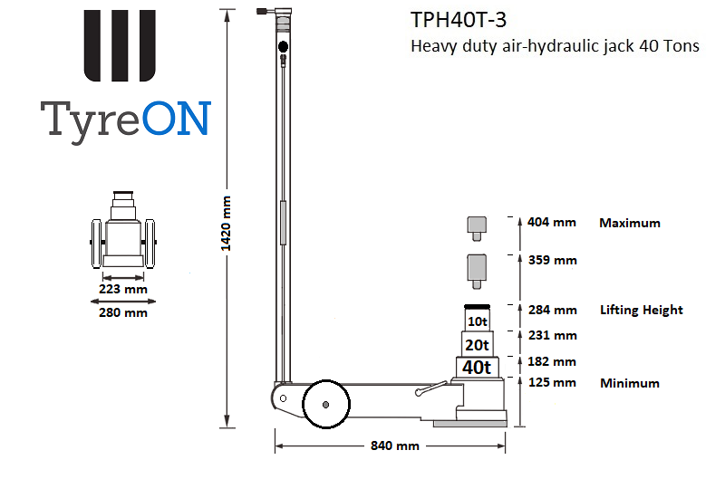 TyreON TPH40T-3 hydraulische krik op lucht
