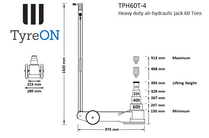 TyreON TPH60T-3 lucht hydraulische garagekrik